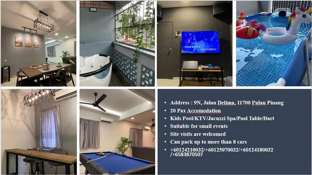 Tatil Evi 15Px 5Br V Jaccuzi Spa N Ktv N Kids Pool N Pool Table Near Usm N Lam Wah Ee Hospital Gelugor Malezya